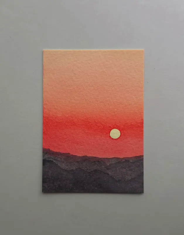 Mountain Sunset 2 aceo art card
