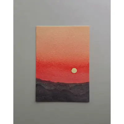 Mountain Sunset 2 aceo art card thumbnail 1