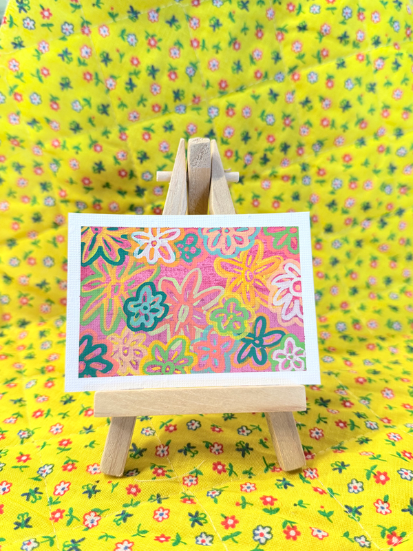 Aceo Wildflower Confetti original watercolor and acrylic markers aceo art card