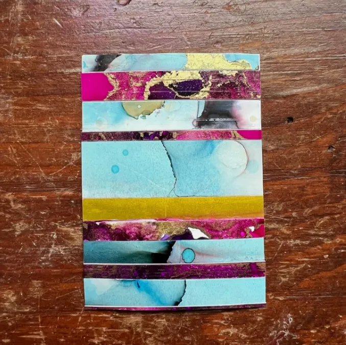 Abstract Alcohol Ink Painting Cutoffs Collage aceo art card