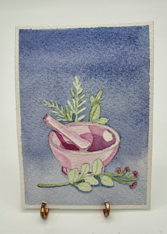Mortar and Pestle aceo art card