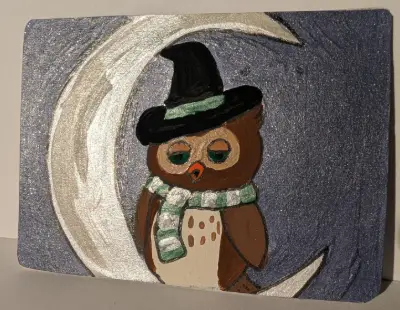 Ambitious Owl aceo art card thumbnail 1