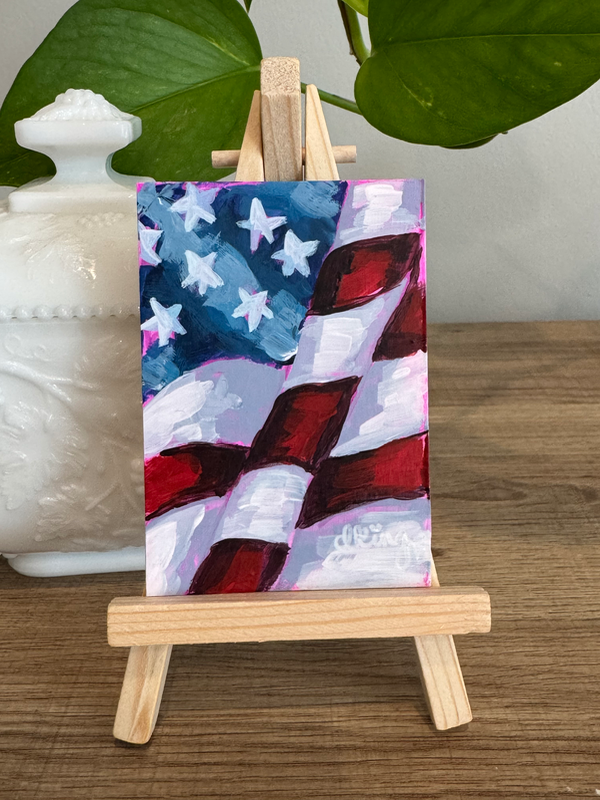 American Flag Study 7/7 aceo art card