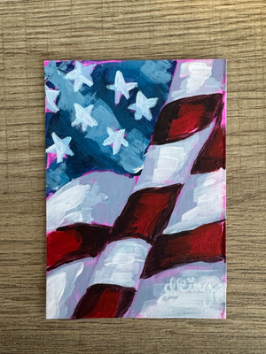 American Flag Study 7/7 aceo art card thumbnail 3