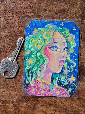 Cosmos Girl aceo art card thumbnail 2