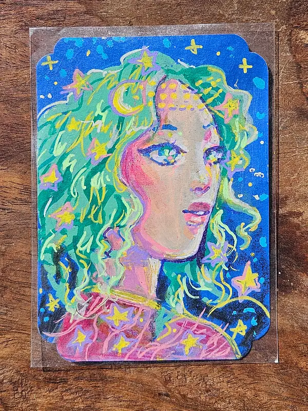Cosmos Girl aceo art card