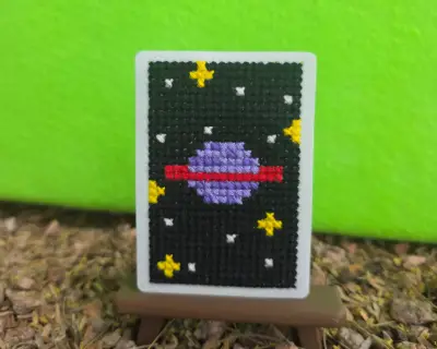 Space AF3, Hand-Stitched(1/1) aceo art card thumbnail 2