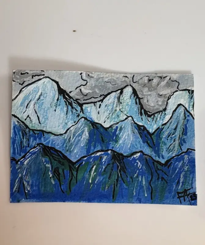 Sad Day Mountains aceo art card