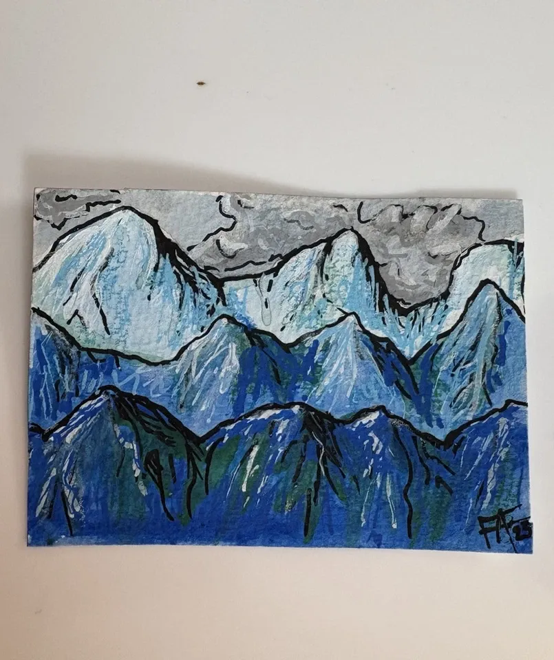 Sad Day Mountains aceo art card