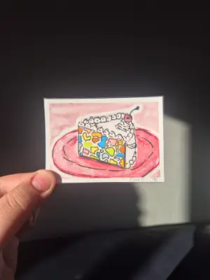 Mosaic Cake aceo art card thumbnail 2