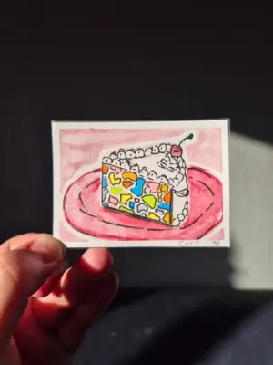 Mosaic Cake aceo art card thumbnail 1
