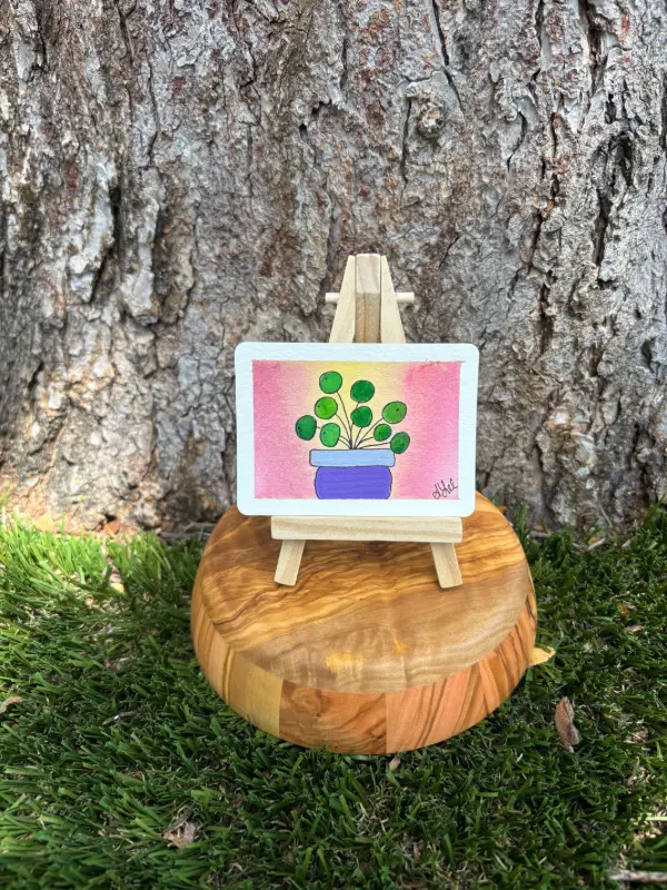 Paige the Pilea aceo art card