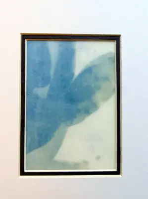 Rose Petals Encaustic Cyanotype original art ACEO aceo art card thumbnail 1