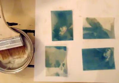 Rose Petals Encaustic Cyanotype original art ACEO aceo art card thumbnail 5
