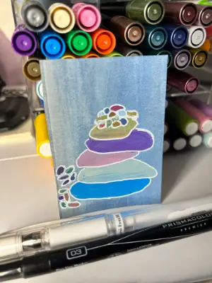 Peaceful Stones - Original Artwork ACEO aceo art card thumbnail 3