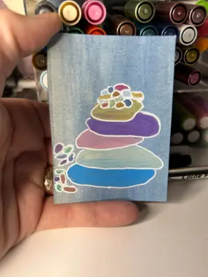 Peaceful Stones - Original Artwork ACEO aceo art card thumbnail 4