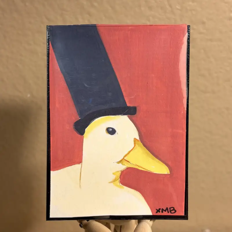 ACEO OG Art Painting Esteemed Gentleduck | Ducks & Hats Series 4/4 | 2.5x3.5 aceo art card