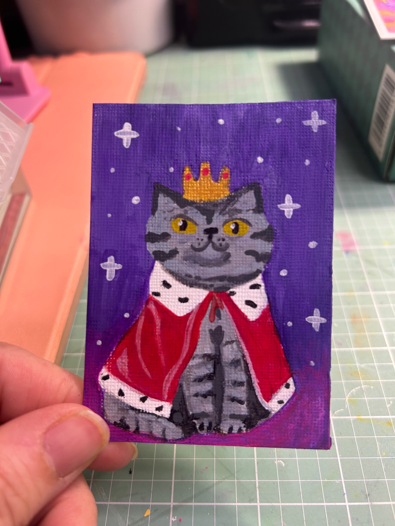 King Kitty aceo art card
