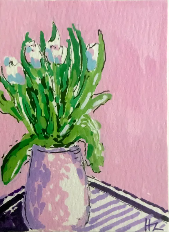 Floral Stillness Series – Seven Original ACEO - painting 4 of 7 - Botanical aceo art card