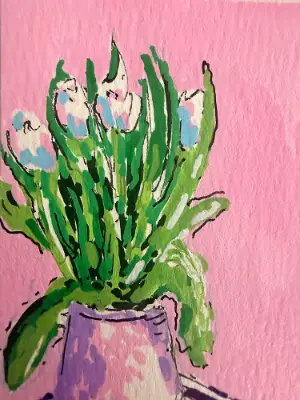 Floral Stillness Series – Seven Original ACEO - painting 4 of 7 - Botanical aceo art card thumbnail 2
