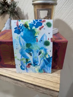 Wolf in Blue aceo art card thumbnail 2