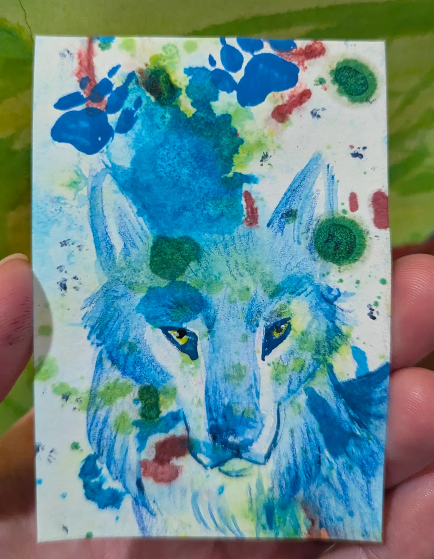 Wolf in Blue aceo art card