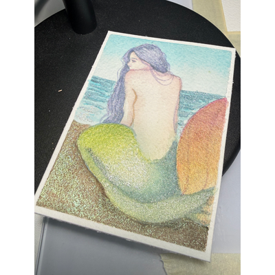 Iridescent Mermaid aceo art card thumbnail 2
