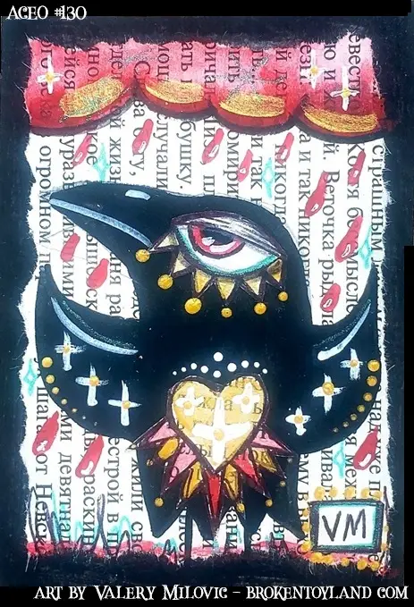 Broken Toyland ACEO ATC number 130 ooak originals aceo art card