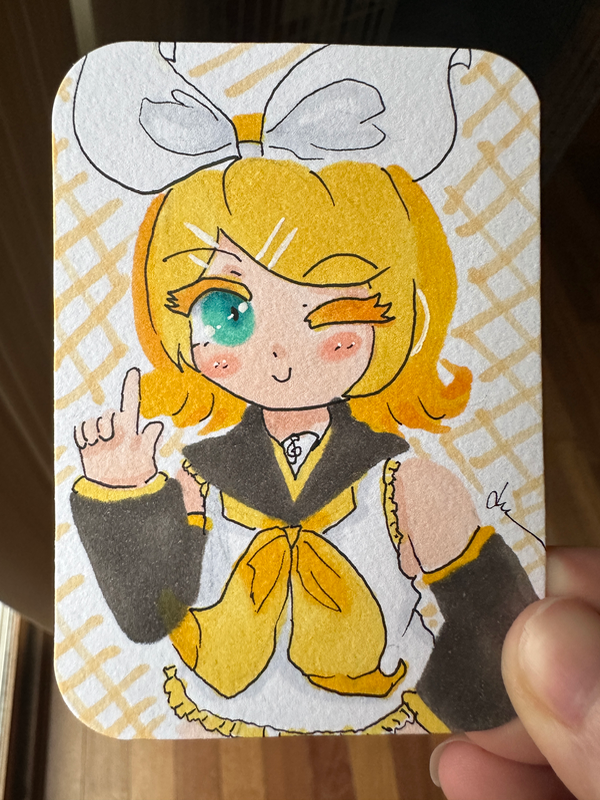 Vocaloid Kagamine Rin Copic Illustration ACEO Original Card aceo art card