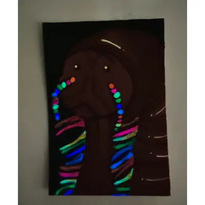 Glow in the Dark Insect Series: Rainbow Millipede "Walton" Acrylic Art Card Novagaleaceo aceo art card thumbnail 2