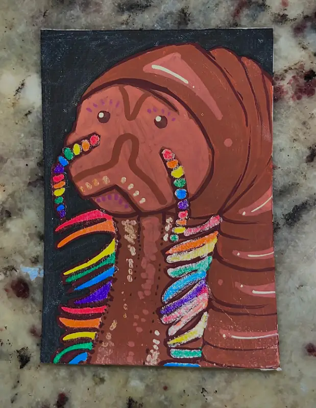 Glow in the Dark Insect Series: Rainbow Millipede "Walton" Acrylic Art Card Novagaleaceo aceo art card