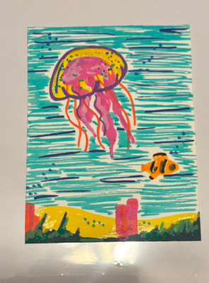 Jellyfish in the Sea aceo art card thumbnail 3