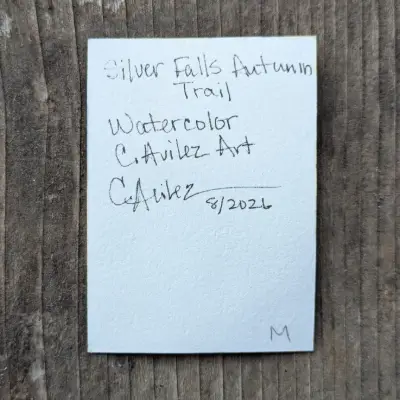 Silver Falls Autumn Trail aceo art card thumbnail 3
