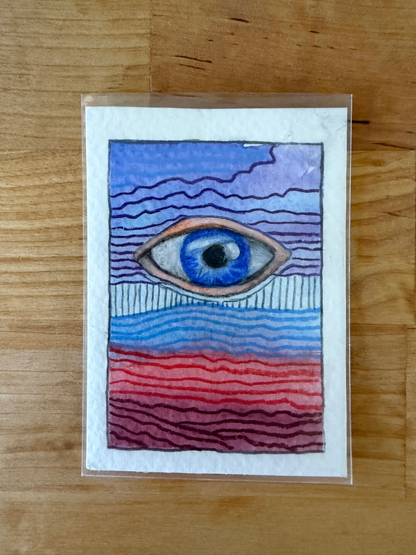 Red Desert Blue Eye aceo art card