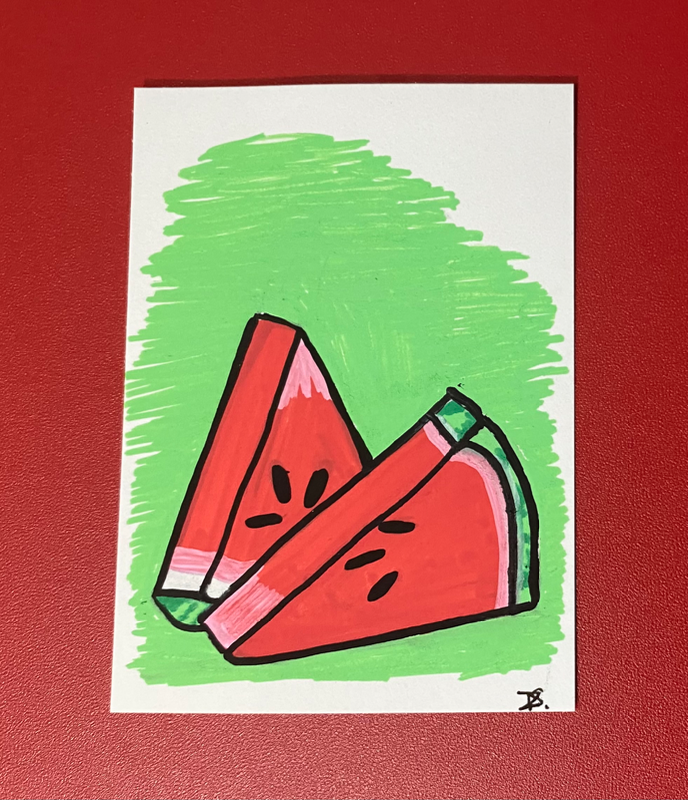 Watermelon aceo art card