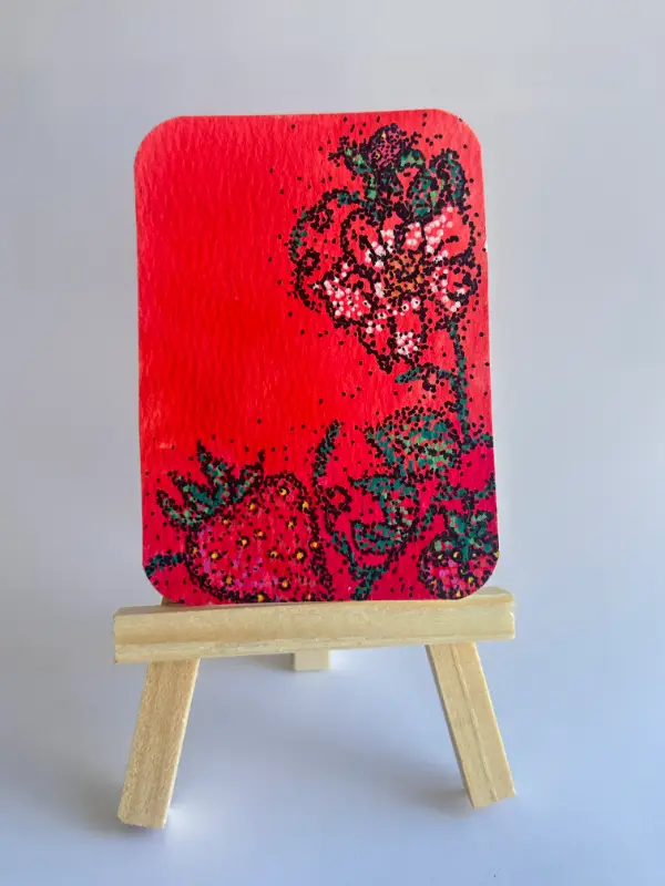 Floral Berry – ACEO Original (Berry Cute Collection 8/8) aceo art card