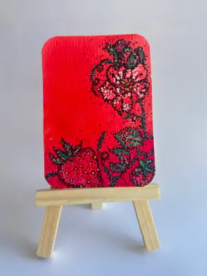 Floral Berry – ACEO Original (Berry Cute Collection 8/8) aceo art card thumbnail 1