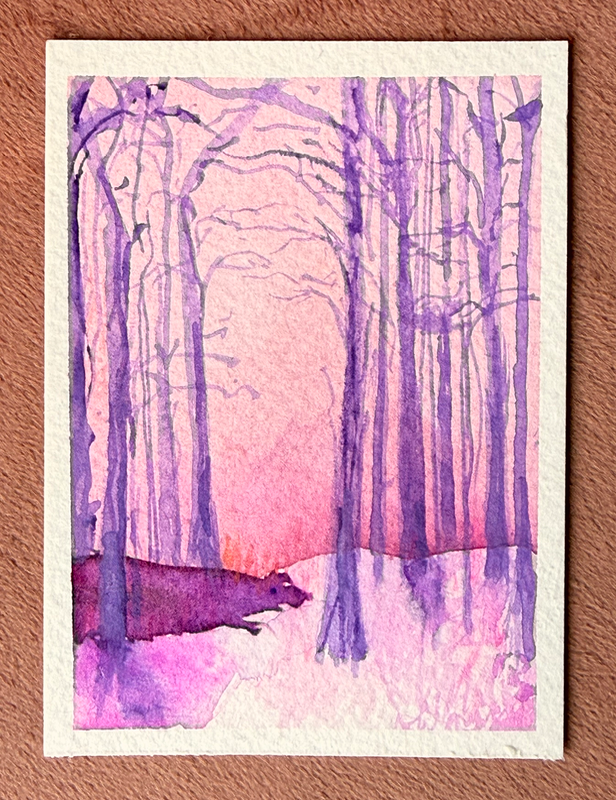 Red Winter aceo art card
