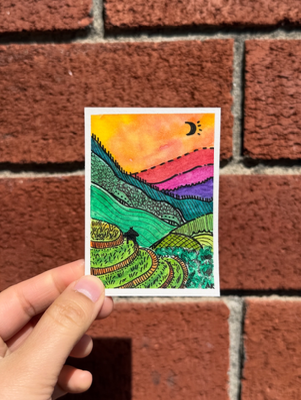 Banawe Rice Terraces aceo art card thumbnail 2