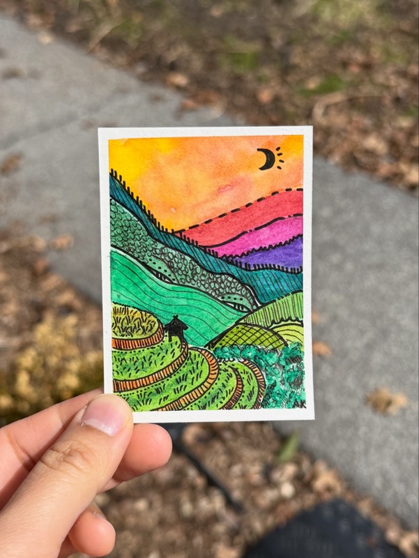 Banawe Rice Terraces aceo art card