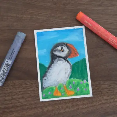 Puffin aceo art card thumbnail 2