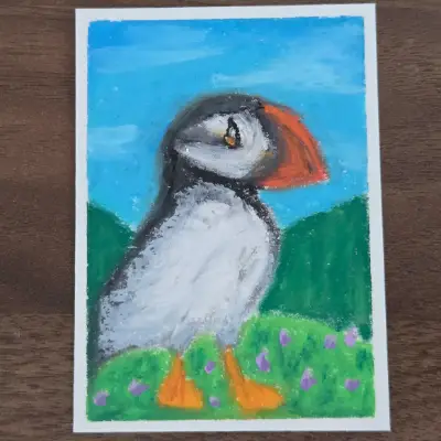 Puffin aceo art card thumbnail 1