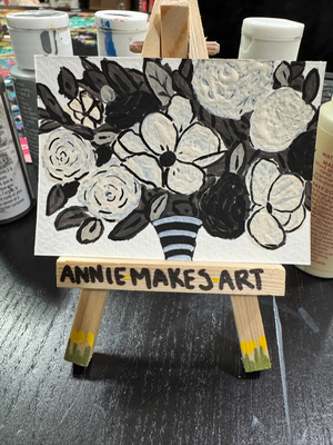 Black and White Bouquet aceo art card thumbnail 2