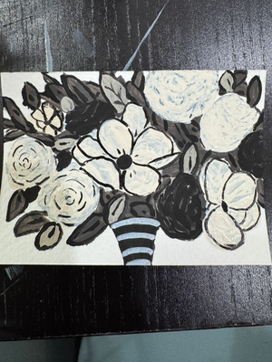 Black and White Bouquet aceo art card thumbnail 3
