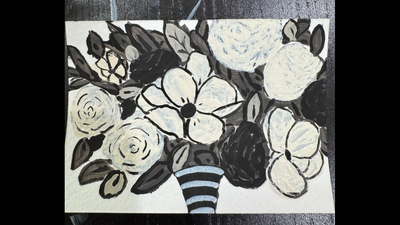 Black and White Bouquet aceo art card thumbnail 1