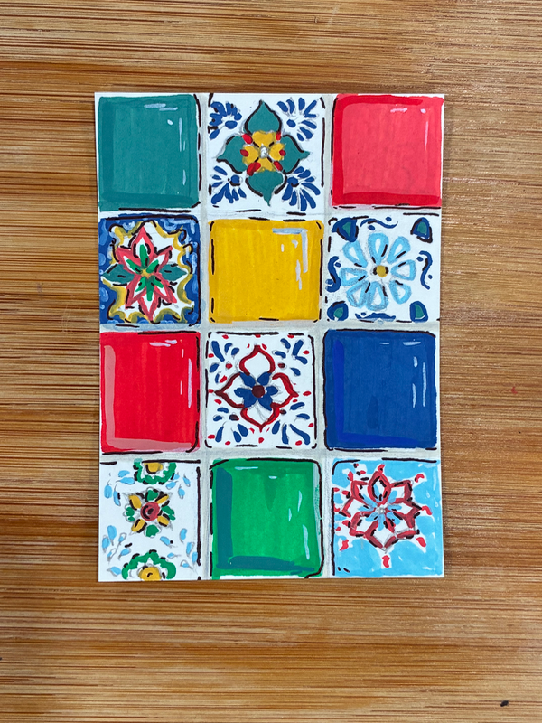 Mexican Tiles aceo art card