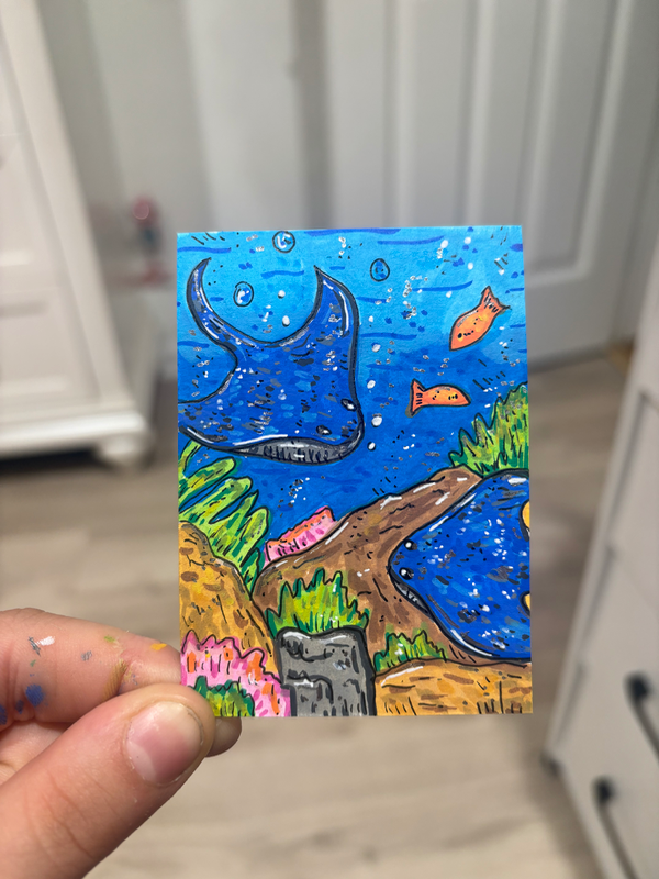 Stingrays aceo art card