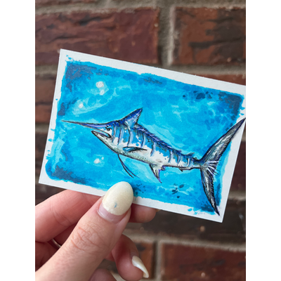 Grumpy Marlin aceo art card thumbnail 2