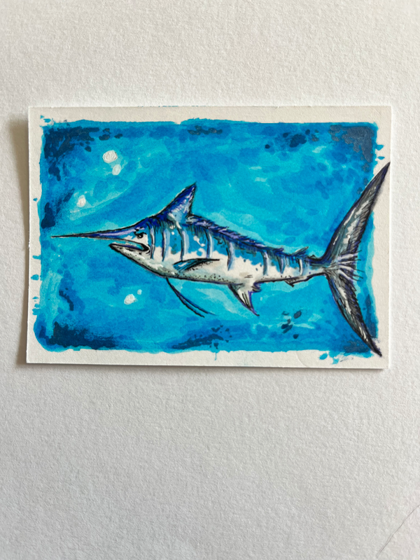 Grumpy Marlin aceo art card