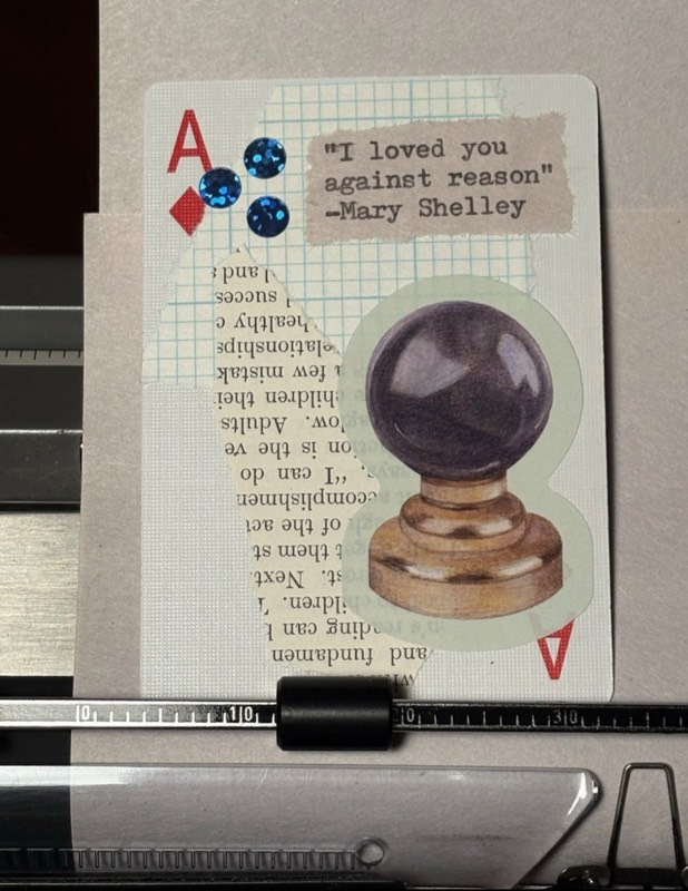 Quote Card #274 by Mazerzine collage Mary Shelley crystal ball aceo art card